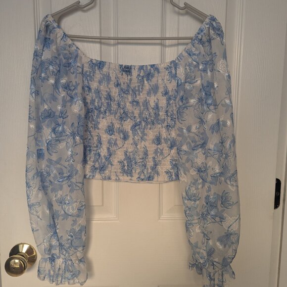 Shein blue and white blouse - small - Picture 5 of 5